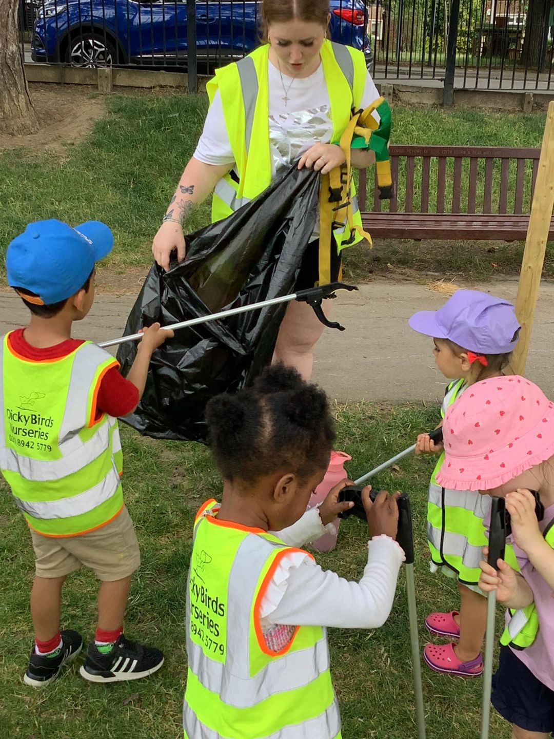 Children at Dicky Birds Day Nursery & Preschool litter picking.