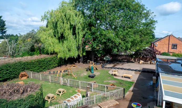 Bright outdoor activity space at The Laurels Day Nursery Preschool Queniborough