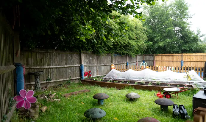 Flower beds and vegetable patches at Kiddi Caru Day Nursery Preschool Plympton Plymouth
