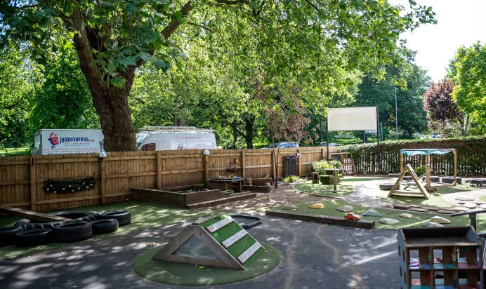 Outdoor activity area for children at Kiddi Caru Day Nursery Preschool Abington Park Northampton