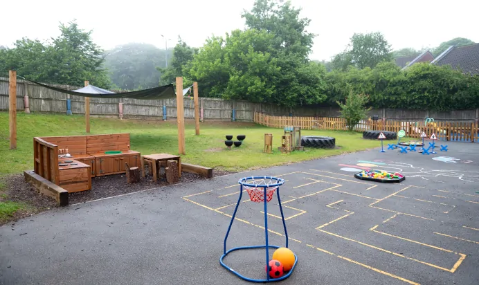 Outdoor activity space at Kiddi Caru Day Nursery Preschool Plympton Plymouth