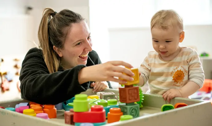Child playing in interactive space at Radcliffe On Trent Day Nursery Preschool