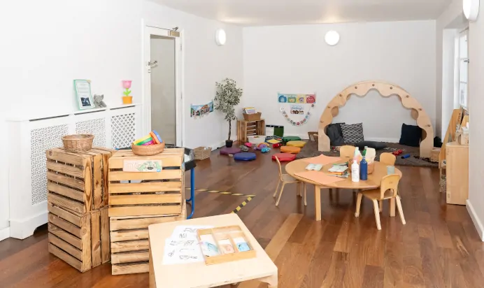 Indoor play area with book corner at Clerkenwell Mount Day Nursery Preschool London