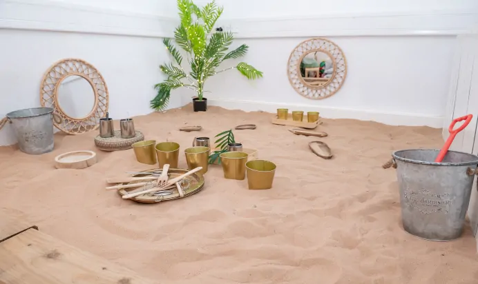Interactive sand pit at The Penge East Day Nursery Preschool London