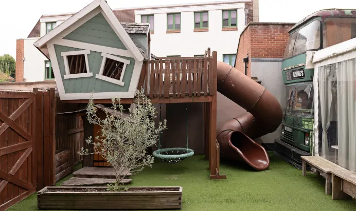 Outdoor play area at The Chiswick House Day Nursery Preschool London