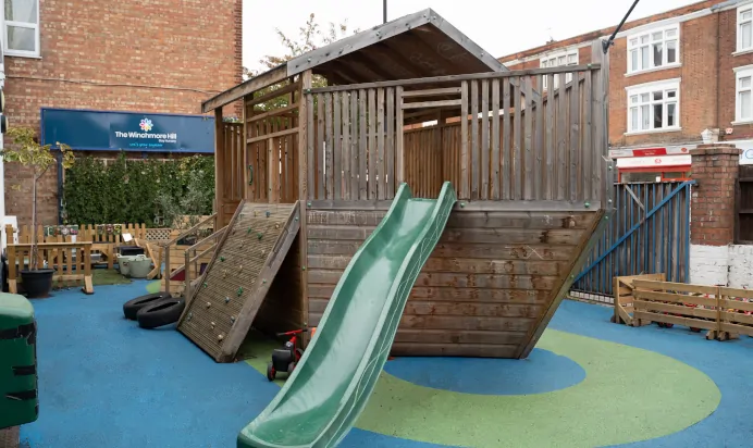 Play area outside at The Winchmore Hill Day Nursery London