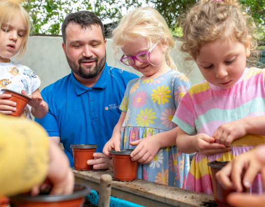 Children outside in the garden