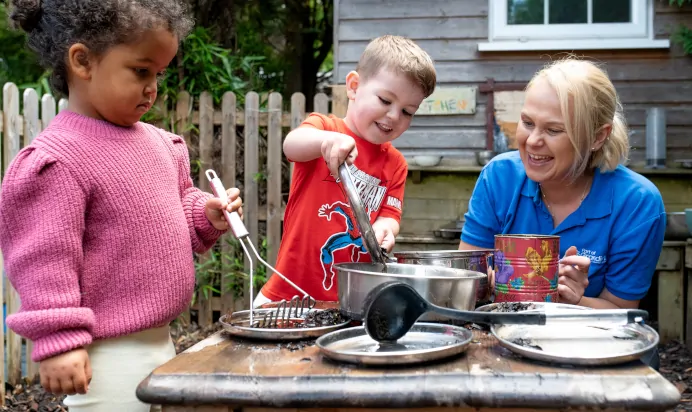 Children pretending to cook at The Wishing Tree Nursery Preschool Brighton