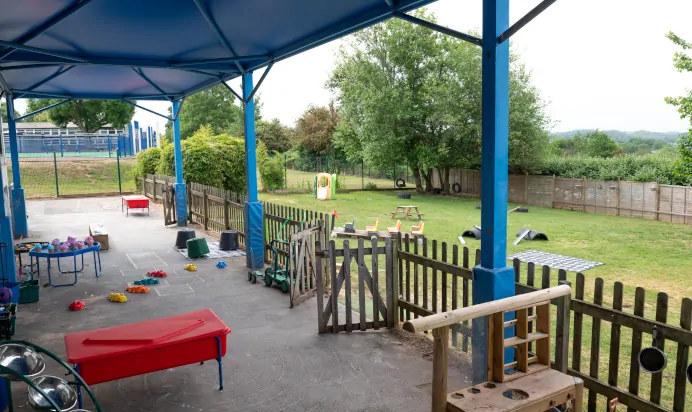 Outdoor play area at Kiddi Caru Day Nursery Preschool Brislington Bristol