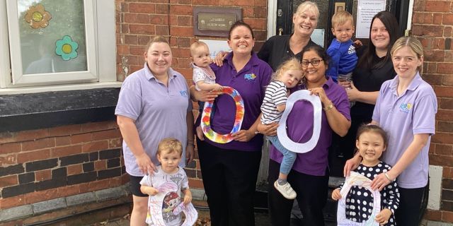 The children and staff at The Laurels Nursery School in Queniborough celebrating their ‘Good’ Ofsted rating.