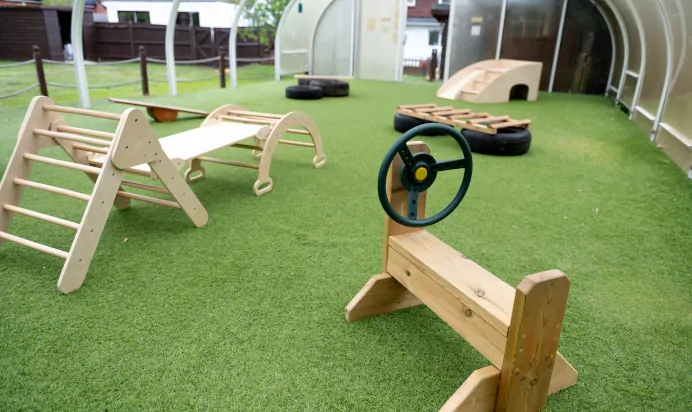 Interactive outdoor play area at The College Town Montessori Nursery Preschool Sandhurst